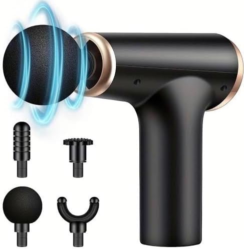 Deep Tissue Massage Gun - 6 Speeds, Percussion Muscle Massager with 4 Attachments, Powerful Handheld Back & Neck Massager for Athletes and Pain Relief