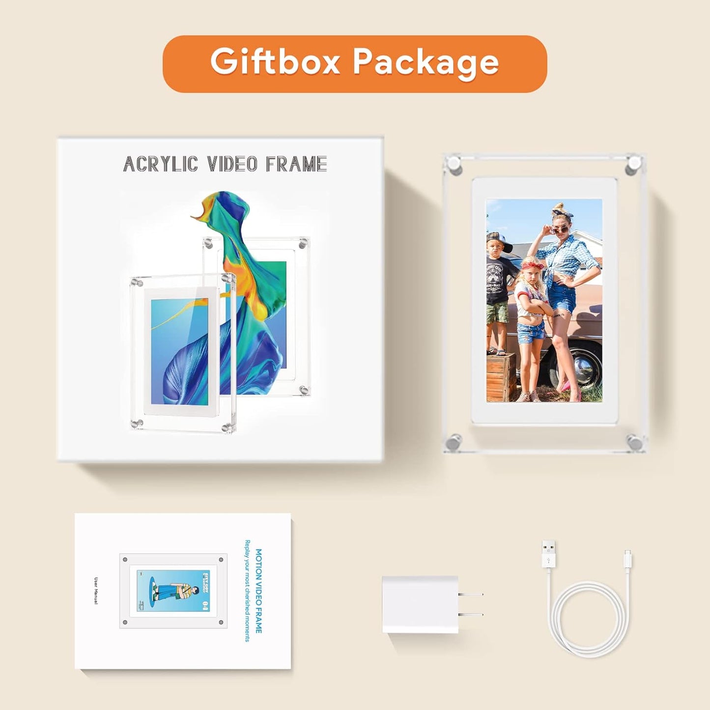 Motion Video Frame 5" | Acrylic Digital Video Frame - 1GB | 854 x 480 Screen Resolution